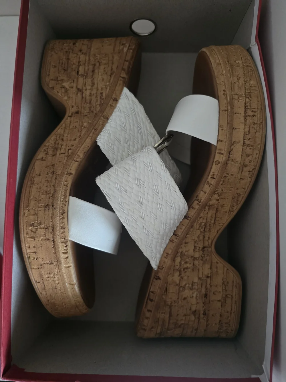 White Cork Wedge Slide Sandals - Women's Casual Summer Shoe